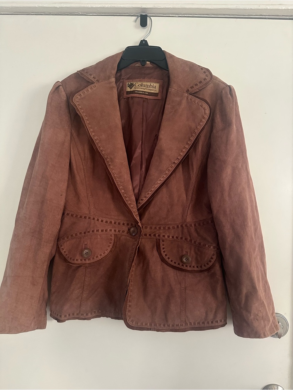 Columbia Women's Rust Brown Suede Leather Blazer Jacket